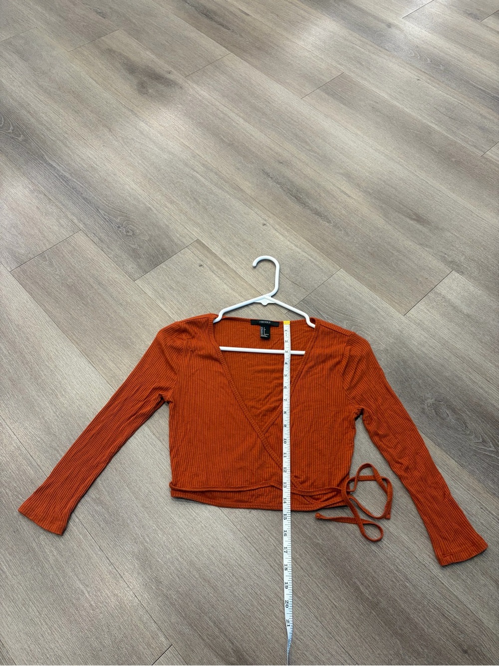 Forever 21 Rust Orange Ribbed Wrap Crop Top